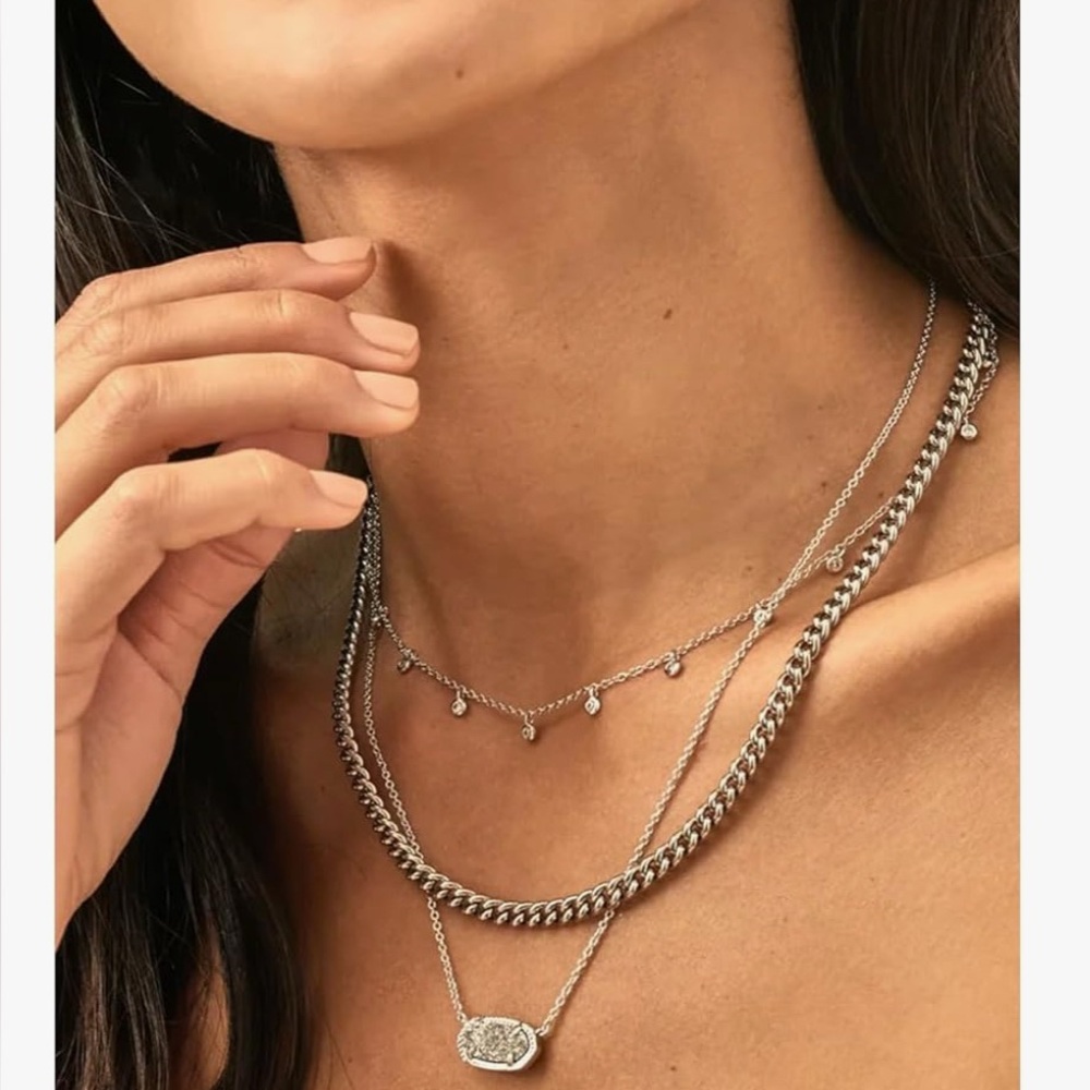 BNIB SIGNED KENDRA SCOTT ACE CHAIN NECKLACE IN SILVER incl. KS branded dustbag